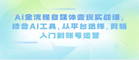 Ai全流程自媒体变现实战课，结合AI工具，从平台选择、剪辑入门到账号运营-heixxmi