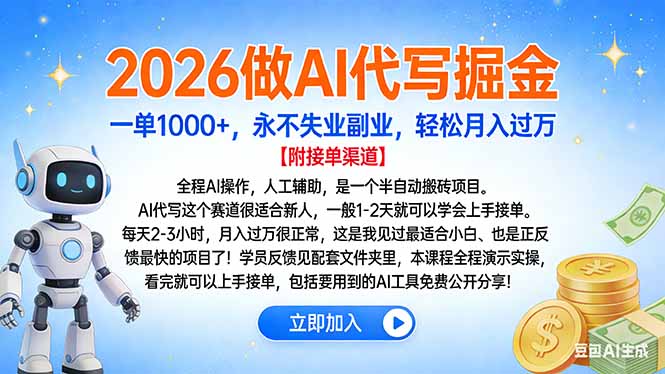 2026做AI代写掘金，一单1000+，永不失业副业，轻松月入过万-heixxmi