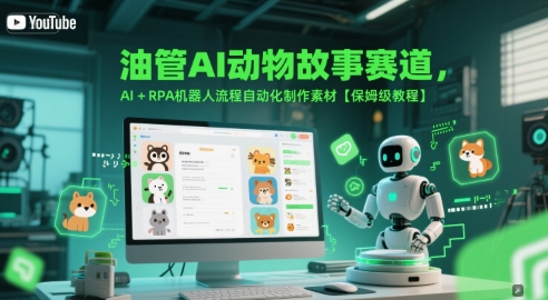 油管AI动物故事赛道，AI+RPA机器人流程自动化制作素材【保姆级教程】-heixxmi