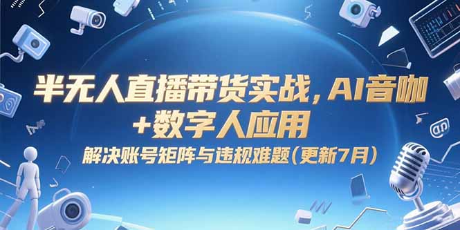 半无人直播带货实战，AI音咖+数字人应用 解决账号矩阵与违规难题(更新7月-heixxmi