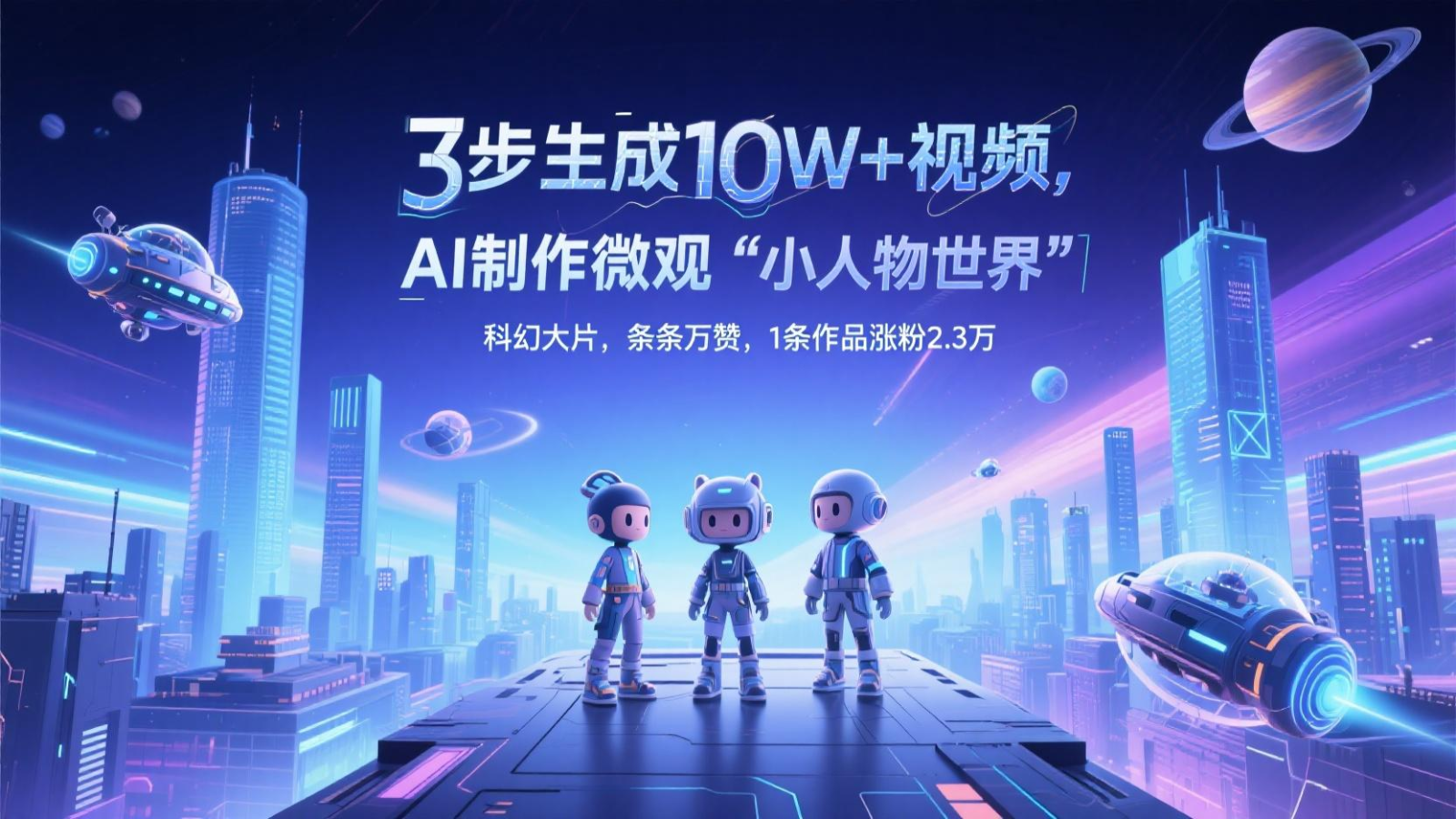 三步生成10W+视频，AI制作微观“小人物世界”科幻大片，条条万赞，1条作品涨粉2.3万-heixxmi