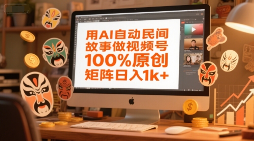 用AI自动民间故事做视频号，100%原创，矩阵日入1k+-heixxmi
