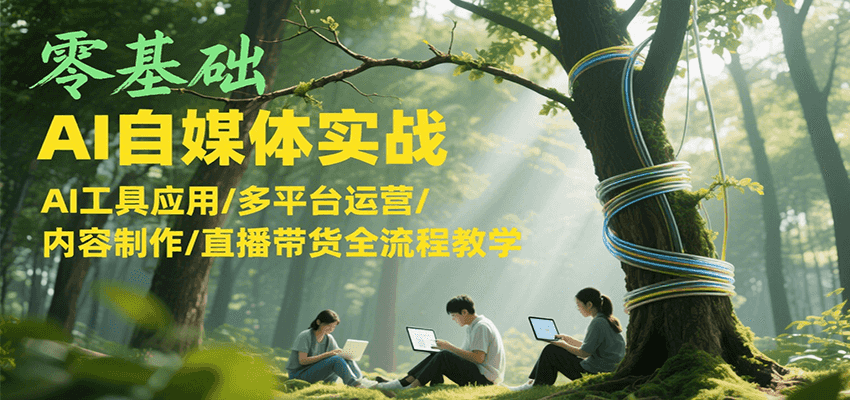 零基础AI自媒体实战，AI工具应用/多平台运营/内容制作/直播带货全流程教学-heixxmi