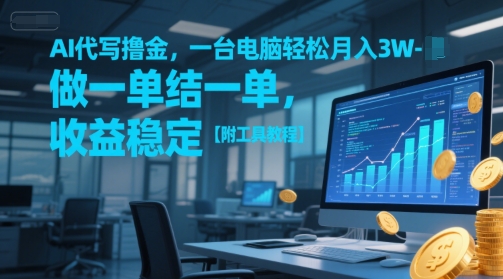 AI代写撸金，一台电脑轻松月入1-3W，做一单结一单，收益稳定【附工具教程】-heixxmi