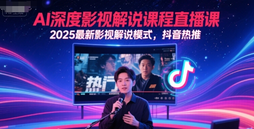 AI深度影视解说课程直播课，2025最新影视解说模式，抖音热推-heixxmi