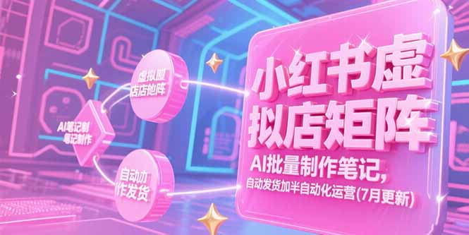 小红书虚拟店矩阵，AI批量制作笔记，自动发货加半自动化运营(7月更新-heixxmi