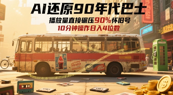 AI还原90年代巴士，一帧就让70后泪崩，播放量直接碾压90%怀旧号，每天操作十分钟，日入四位数-heixxmi