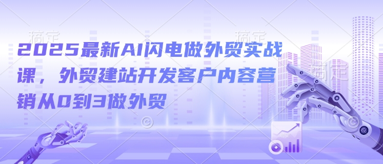 2025最新AI闪电做外贸实战课，外贸建站开发客户内容营销从0到3做外贸-heixxmi