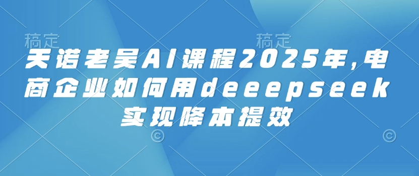 天诺老吴AI课程2025年，电商企业如何用deeepseek实现降本提效-heixxmi