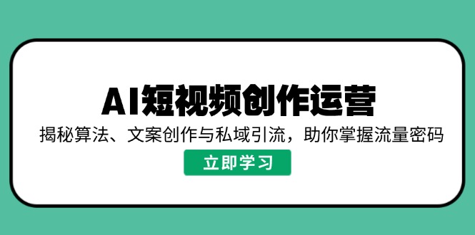 AI短视频创作运营，揭秘算法、文案创作与私域引流，助你掌握流量密码-heixxmi