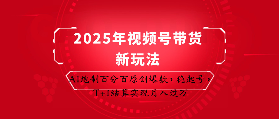 2025年视频号带货新玩法：AI炮制百分百原创爆款，稳起号，T+1结算实现月入过万-heixxmi