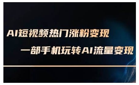 AI短视频热门涨粉变现课，AI数字人制作短视频超级变现实操课，一部手机玩转短视频变现-heixxmi