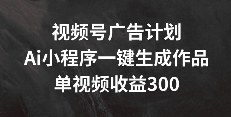 视频号广告计划，AI小程序一键生成作品， 单视频收益300+【揭秘】-heixxmi
