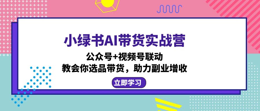 小绿书AI带货实战营：公众号+视频号联动，教会你选品带货，助力副业增收-heixxmi