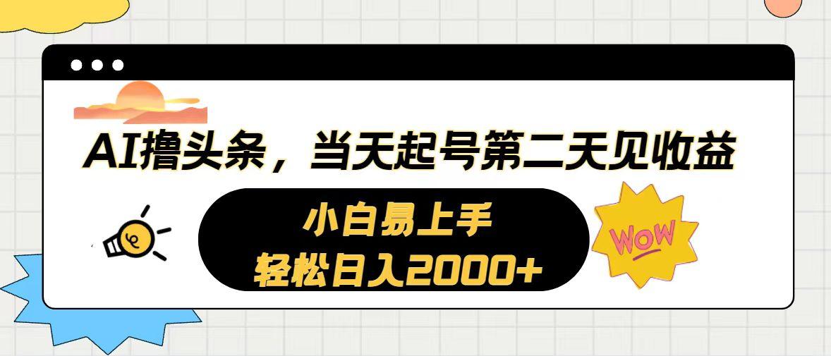 AI撸头条，当天起号，第二天见收益。轻松日入2000+-heixxmi