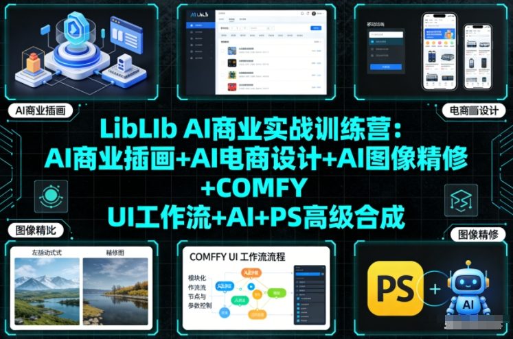 LibLIb AI商业实战训练营：AI商业插画+AI电商设计+AI图像精修+COMFY UI工作流+AI+PS高级合成-heixxmi