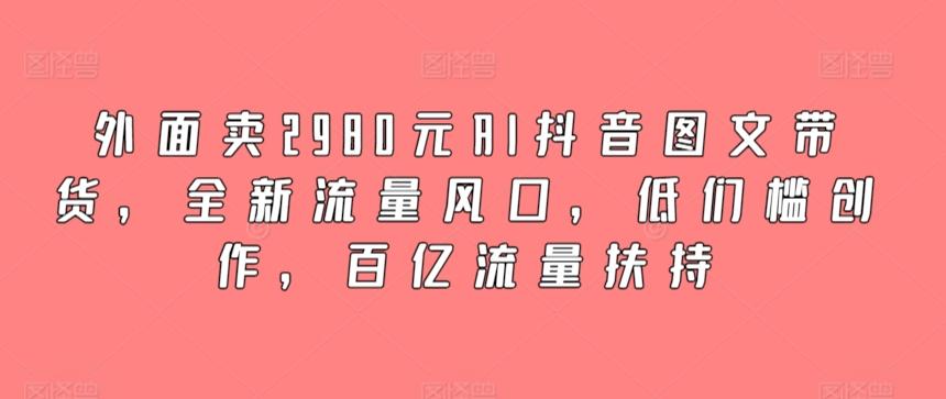 外面卖2980元AI抖音图文带货，全新流量风口，低们槛创作，百亿流量扶持-heixxmi