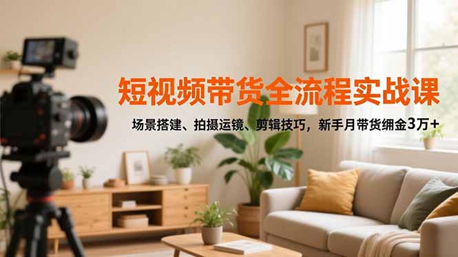 短视频带货全流程实战课，场景搭建、拍摄运镜、剪辑技巧，新手月带货佣金3万+-heixxmi