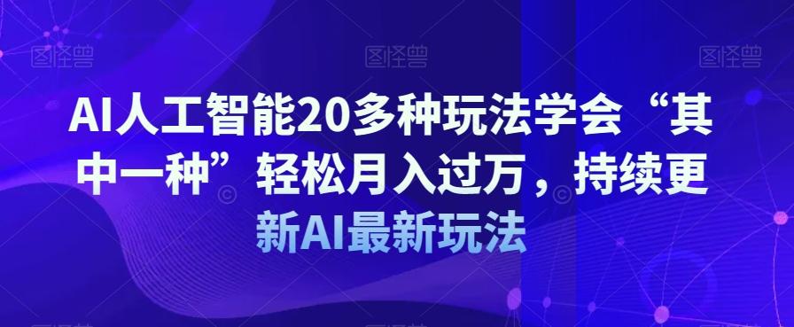 AI人工智能20多种玩法学会“其中一种”轻松月入过万，持续更新AI最新玩法-heixxmi