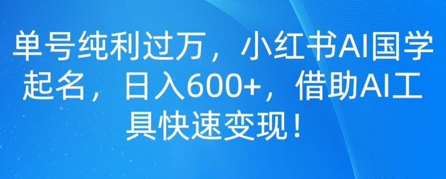 单号纯利过万，小红书AI国学起名，日入600+，借助AI工具快速变现-heixxmi