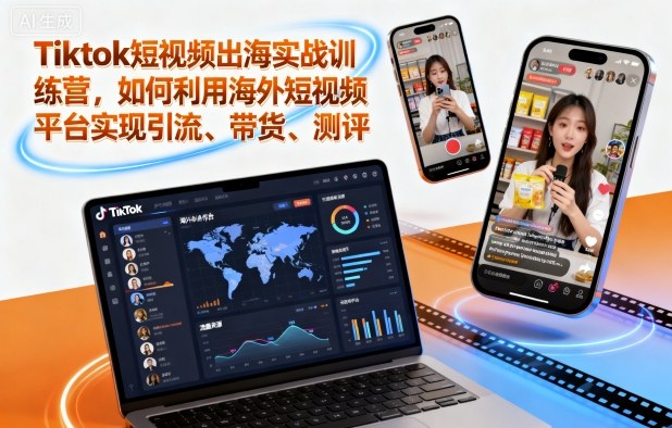 Tiktok短视频出海实战训练营，如何利用海外短视频平台实现引流、带货、测评-heixxmi