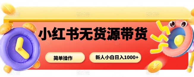 小红书无货源带货项目，简单无脑，新人小白日入多张-heixxmi