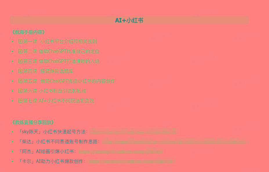 图片[2]-(9351期)AI破局手册+教练分享合集：AI提示词/AI+小红书 /AI+公众号/AI+绘画/AI编程-heixxmi