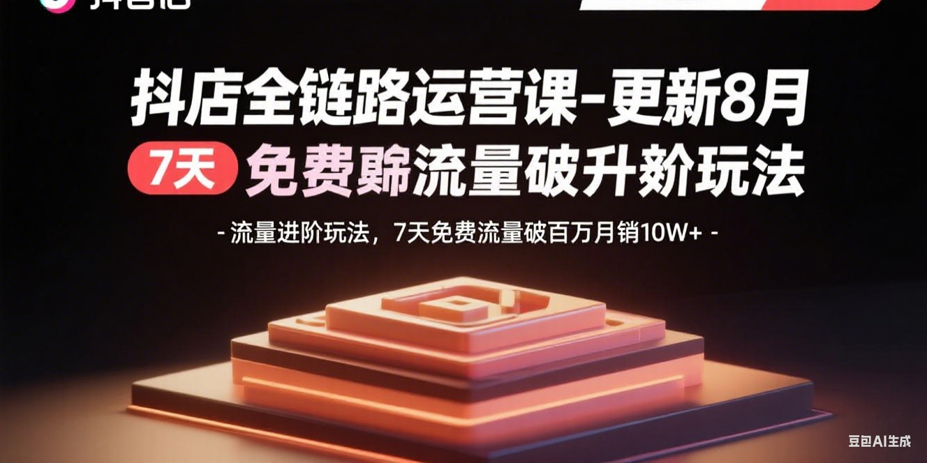 抖店全链路运营课-更新8月：流量进阶玩法，7天免费流量破百万月销10W+-heixxmi