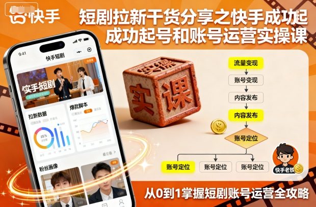 短剧拉新干货分享之快手成功起号和账号运营实操课-heixxmi