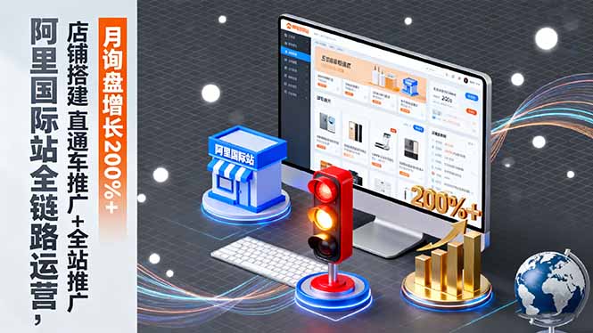 阿里国际站全链路运营，店铺搭建+直通车推广+全站推广，月询盘增长200%+-heixxmi