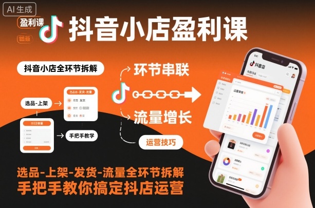 抖音小店盈利课-选品-上架-发货-流量全环节拆解，手把手教你搞定抖店运营-heixxmi