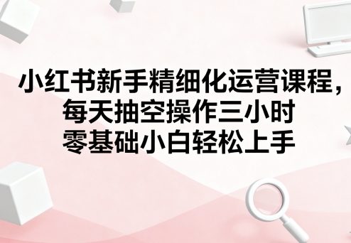 小红书新手精细化运营课程，每天抽空操作三小时，零基础小白轻松上手-heixxmi