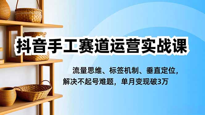 抖音手工赛道运营实战课，流量思维、标签机制、垂直定位，解决不起号难题，单月变现破3万-heixxmi