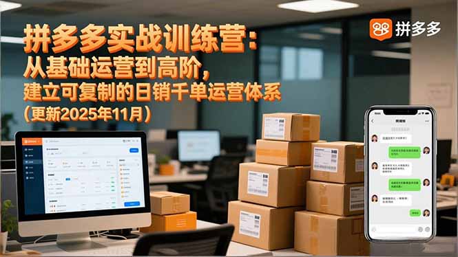 拼多多实战训练营：从基础运营到高阶，建立可复制的日销千单运营体系(更新11月-heixxmi
