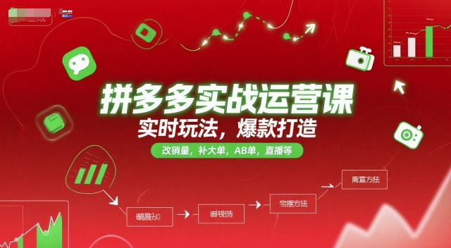 拼多多实战运营课，实时玩法，爆款打造，改销量，补大单，AB单，直播等(更新2025月)-heixxmi