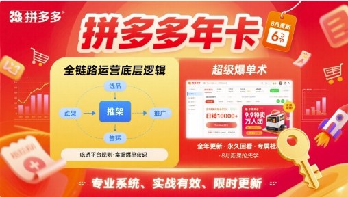 拼多多年卡【8月更新6节】拼多多全链路运营底层逻辑，超级爆单术-heixxmi