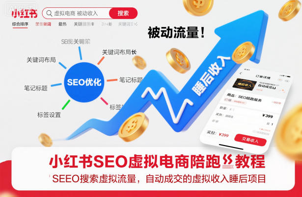 小红书SEO虚拟电商陪跑教程，实现seo搜索被动流量，自动成交的被动收入睡后项目-heixxmi
