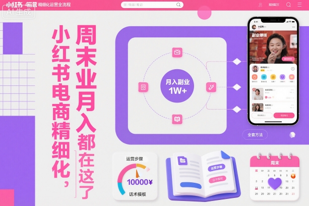 小红书电商精细化运营全流程，周末副业月入1W+，全套方法都在这了-heixxmi