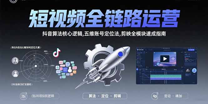 短视频全链路运营：抖音算法核心逻辑,五维账号定位法,剪映全模块速成指南-heixxmi