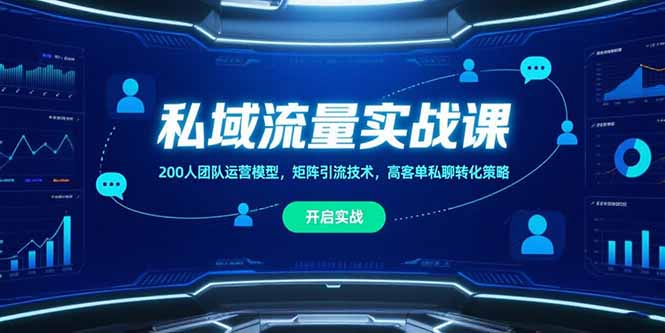 私域流量实战课，200人团队运营模型，矩阵引流技术，高客单私聊转化策略-heixxmi