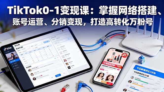 TikTok0-1变现课：掌握网络搭建、账号运营、分销变现，打造高转化万粉号-heixxmi