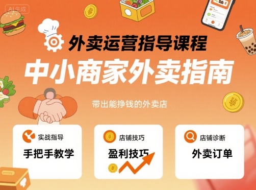 外卖运营指导课程，中小商家外卖指南，手把手带出能挣钱的外卖店-heixxmi