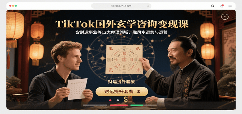 TikTok国外玄学咨询变现课，含财运事业等12大命理领域，融风水运势与运营-heixxmi