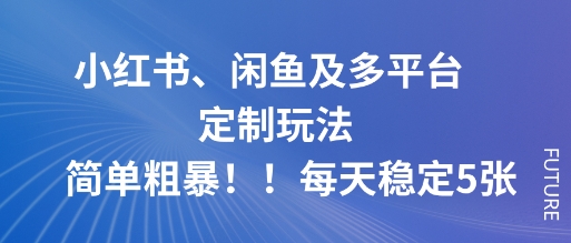 小红书、闲鱼及多平台定制玩法简单粗暴！每天稳定5张-heixxmi