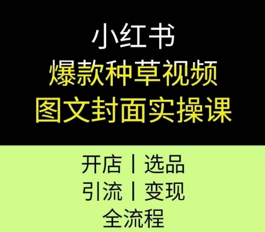 小红书爆款种草视频图文封面实操课，开店、选品、引流、变现全流程-heixxmi