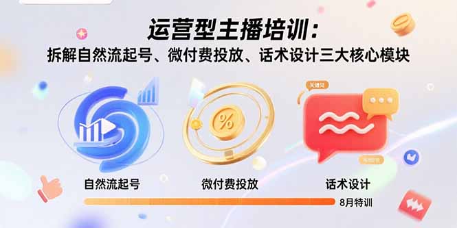运营型主播培训：拆解自然流起号、微付费投放、话术设计三大核心模块-8月-heixxmi