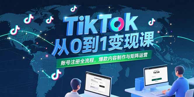 TikTok从0到1变现课，账号注册全流程，爆款内容制作与矩阵运营-heixxmi