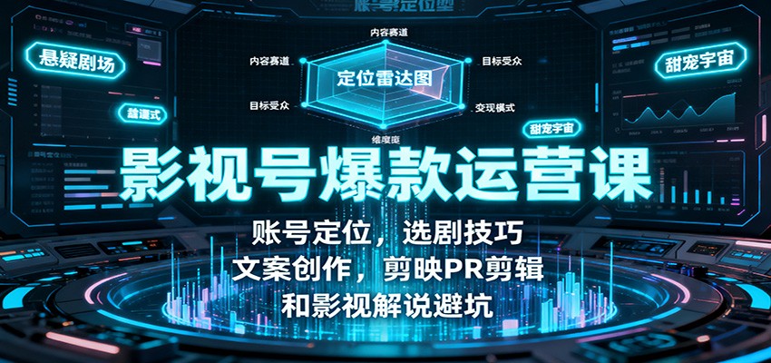 影视号爆款运营课：账号定位，选剧技巧，文案创作，剪映PR剪辑和影视解说避坑-heixxmi