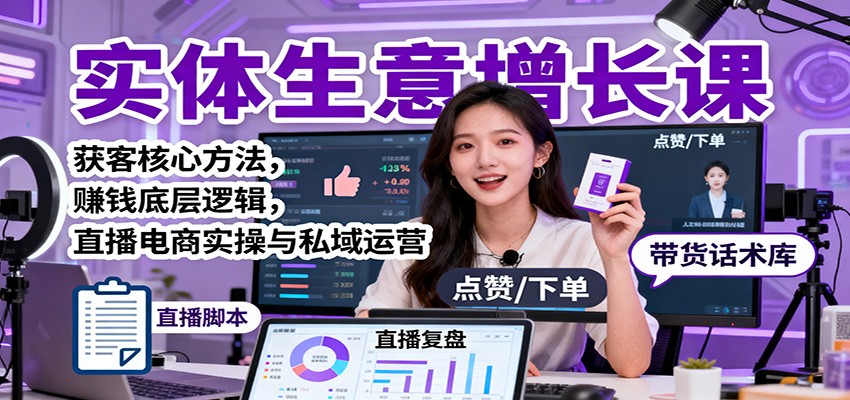 实体生意增长课：获客核心方法，赚钱底层逻辑，直播电商实操与私域运营-heixxmi