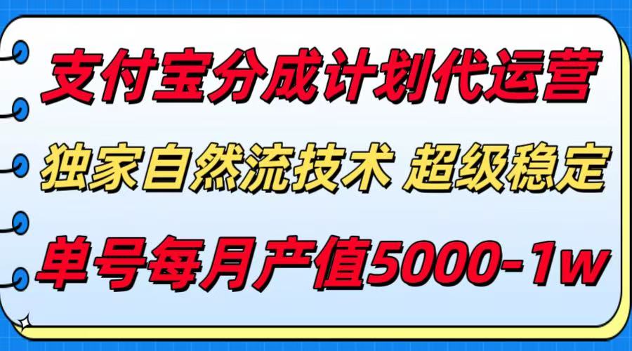 支付宝分成计划代运营，独家自然流技术，收益稳定，单号月产5000＋-heixxmi